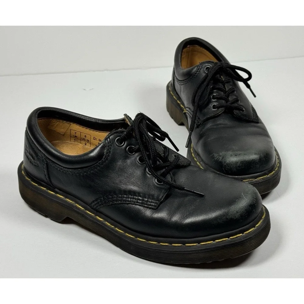 Dr Martens 8053 Black Leather Oxford Shoes Mens 8 Women 9 Chunky AirWair Lace Up